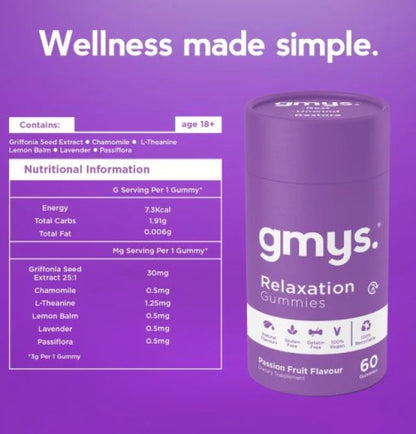 Gmys Relaxation Gummies Passion Fruit 60 Gummies