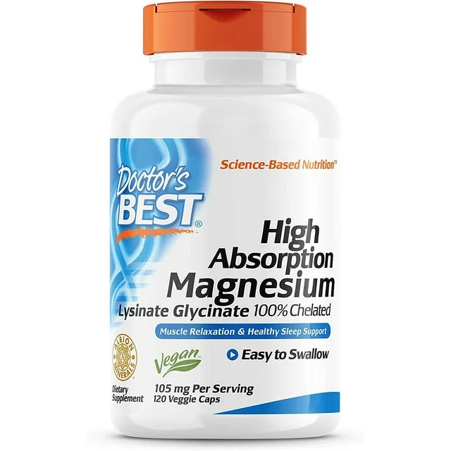 Doctor’s Best, High Absorption Magnesium, 105 mg, 120 Veggie Caps (52.5 mg per Capsule)