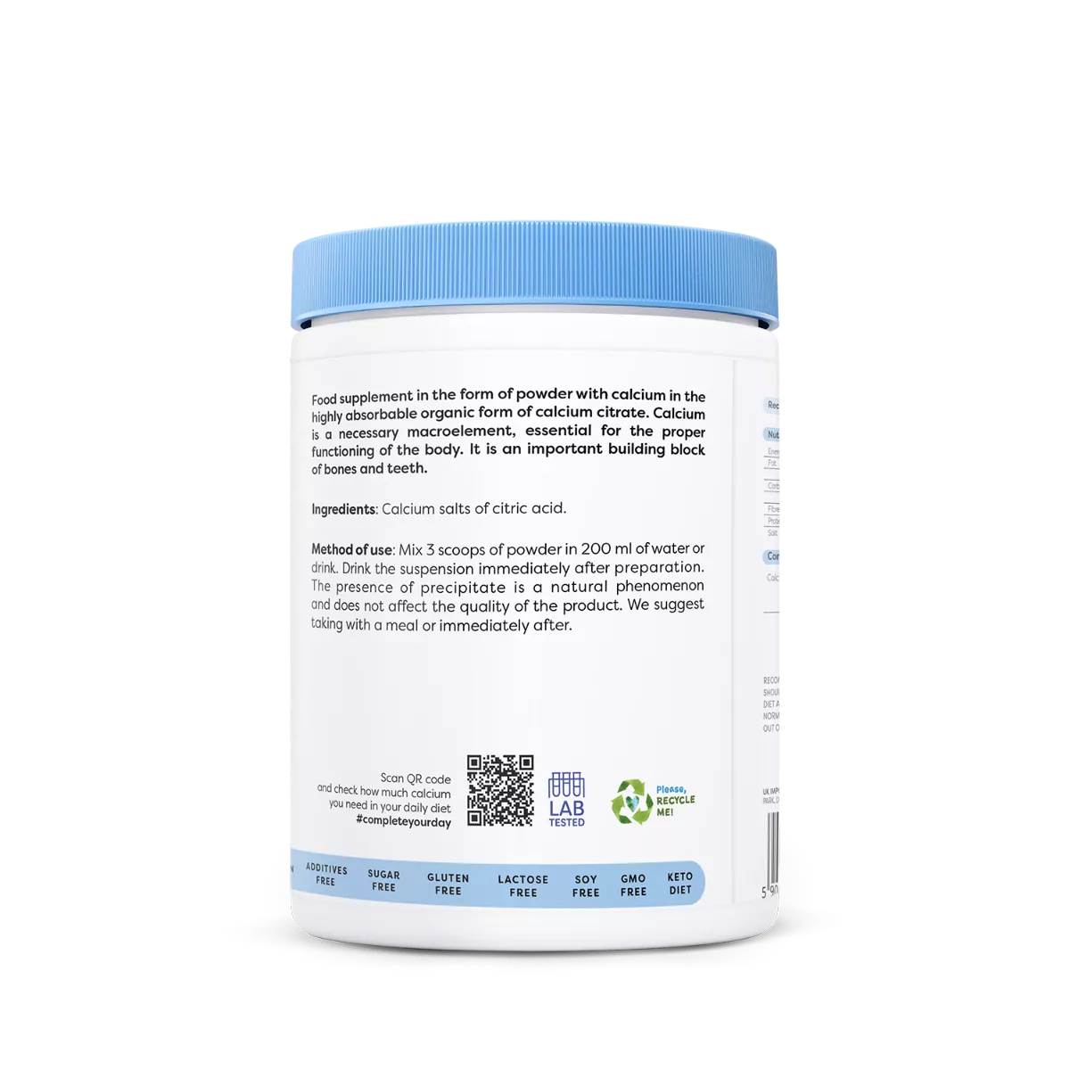 Calcium citrate, powder – 240 grams